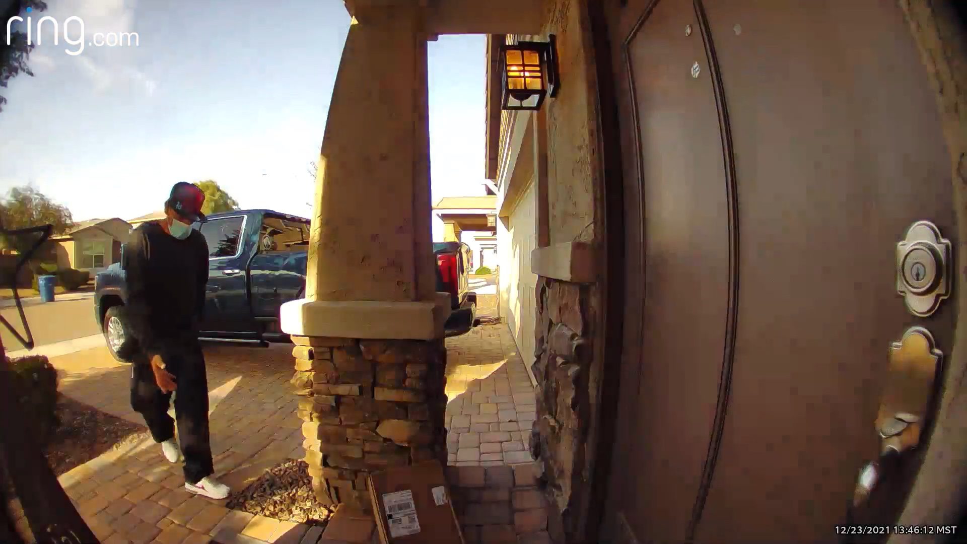 Porch Pirate Red Legs Clark Steals Package from Chandler Home